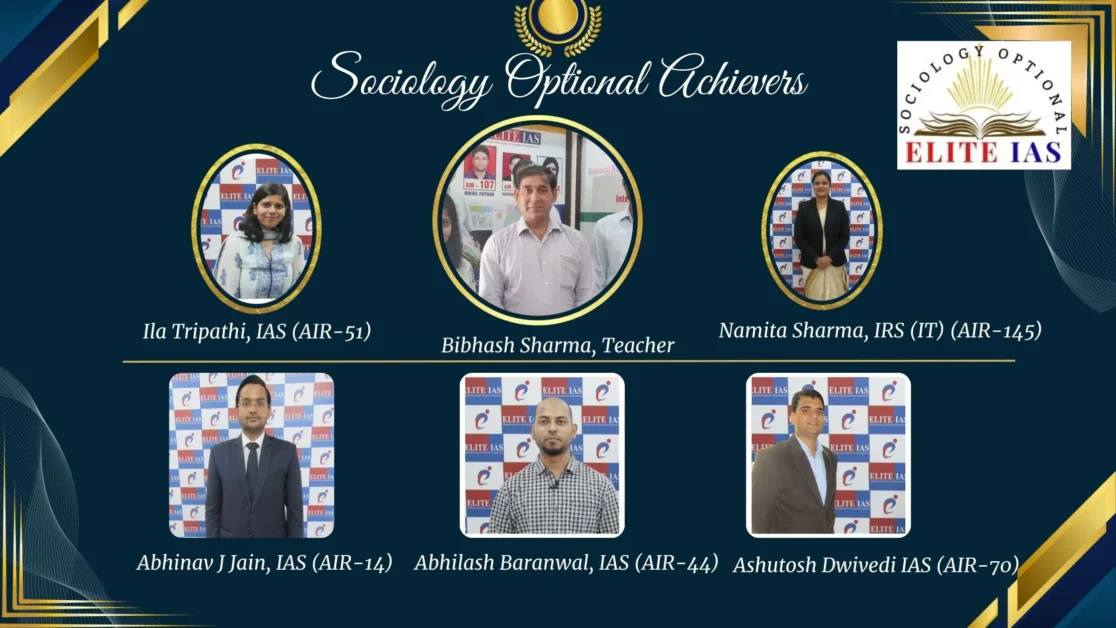 Bibhash Sharma, sociology optional teacher for UPSC, with selected students at Elite IAS
