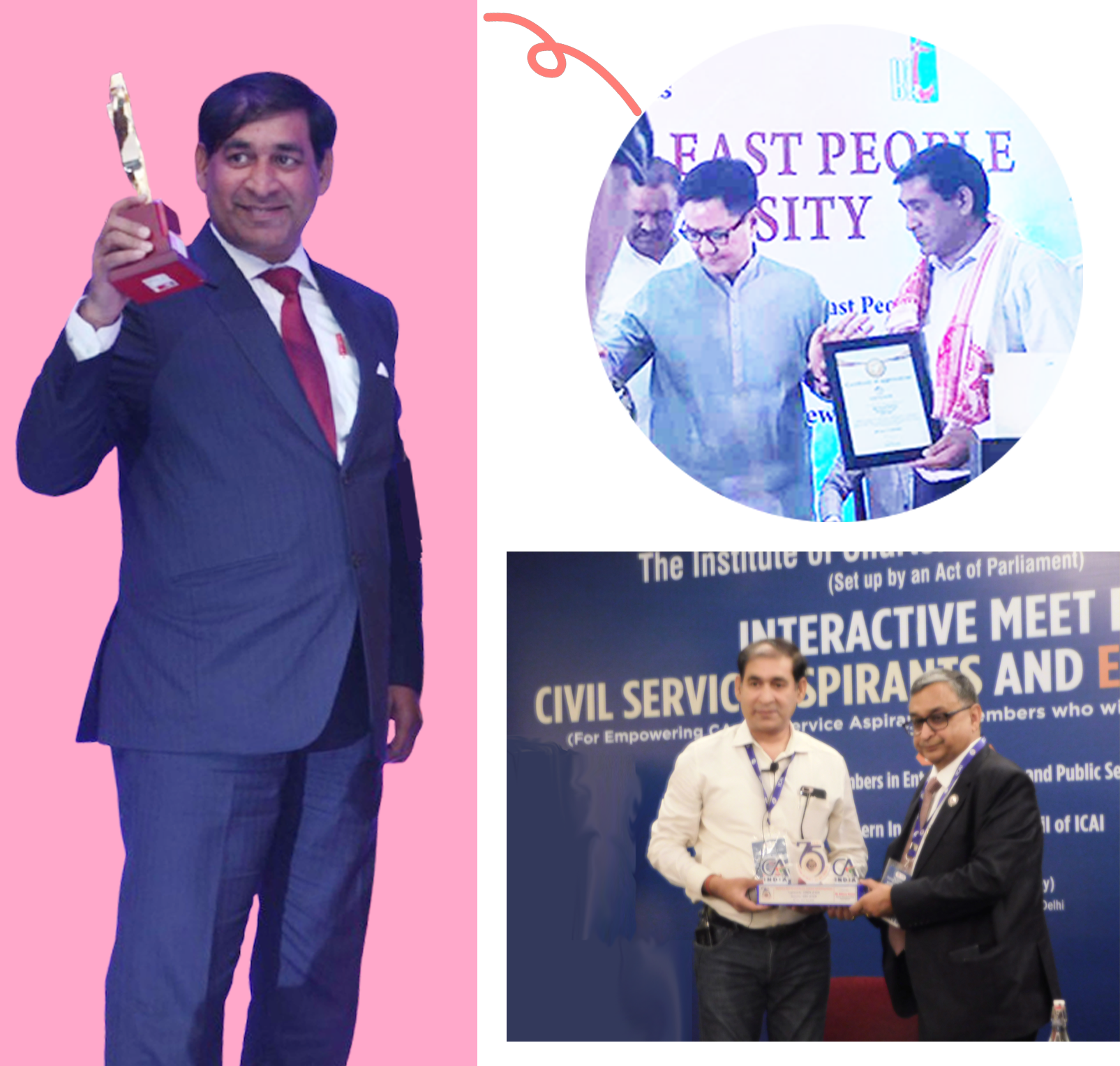 Union Minister Kiren Rijiju presenting an award to Bibhash Sharma, Senior Sociology Mentor at Elite IAS, for his outstanding contribution to UPSC coaching and excellence in Sociology Optional