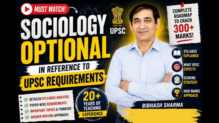 Bibhash Sharma explaining UPSC requirements for Sociology Optional through an exam-oriented classroom approach.